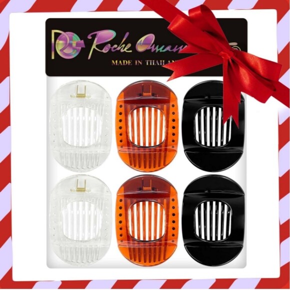 Set of 6 Large Lay Flat Hair Claw Clips in Black, Clear, and Amber NWT - Picture 5 of 7